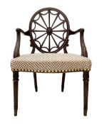 George III mahogany Hepplewhite design elbow chair