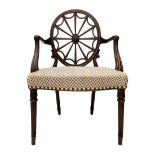 George III mahogany Hepplewhite design elbow chair