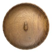'Rabbitman' tooled oak bowl with carved rim