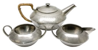 Liberty & Co Tudric pewter three piece tea service