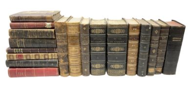 Eighteen 19th century leather bound books including Oeuvres Completes De Voltaire. 1827 Paris. Two v