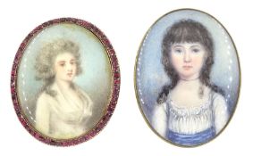 British School (18th century and later) Two portrait miniatures upon ivory The first example a hea