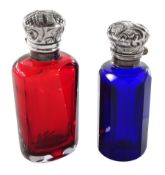 Victorian ruby glass facet cut scent bottle