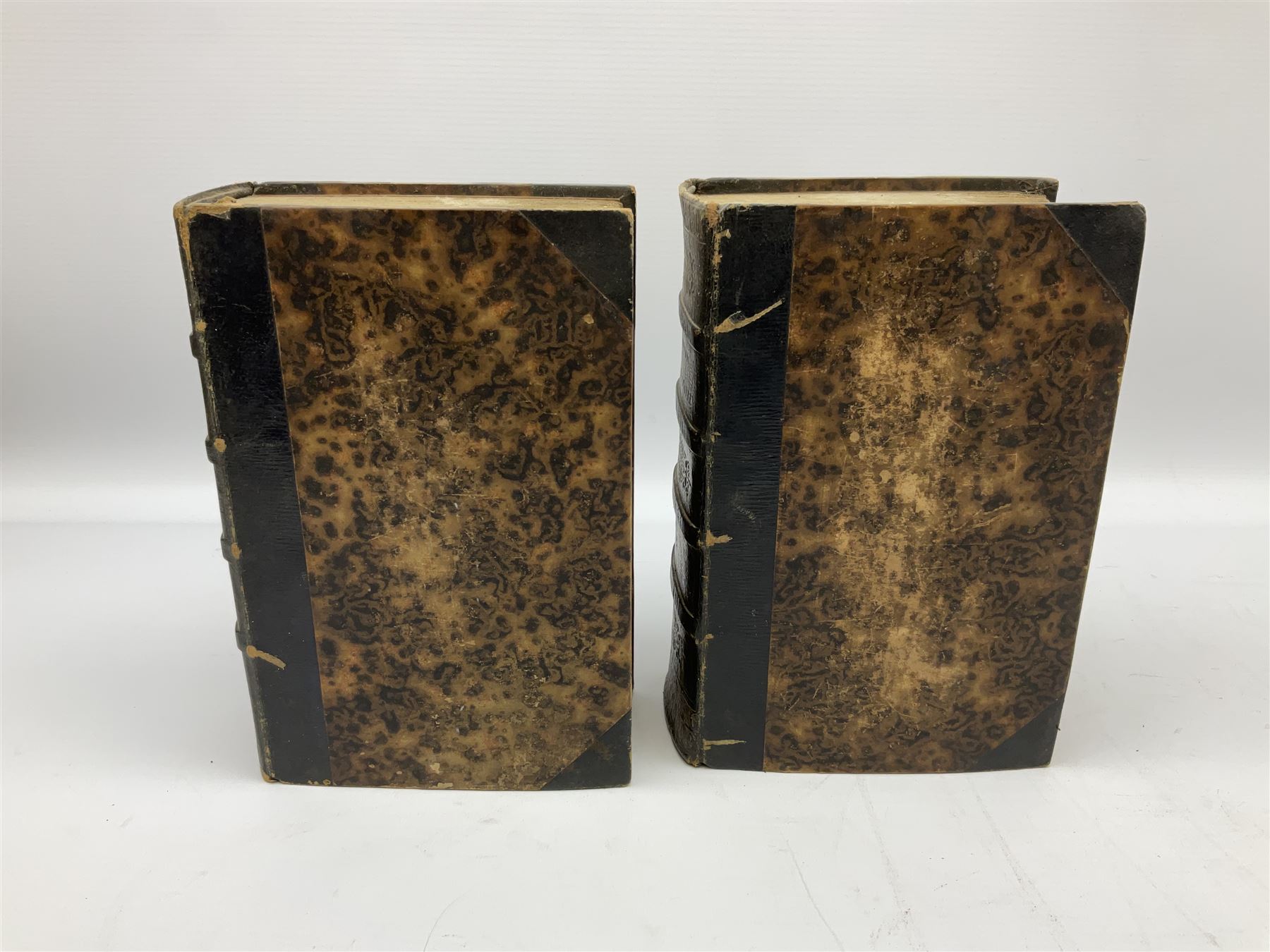 Eighteen 19th century leather bound books including Oeuvres Completes De Voltaire. 1827 Paris. Two v - Image 13 of 15