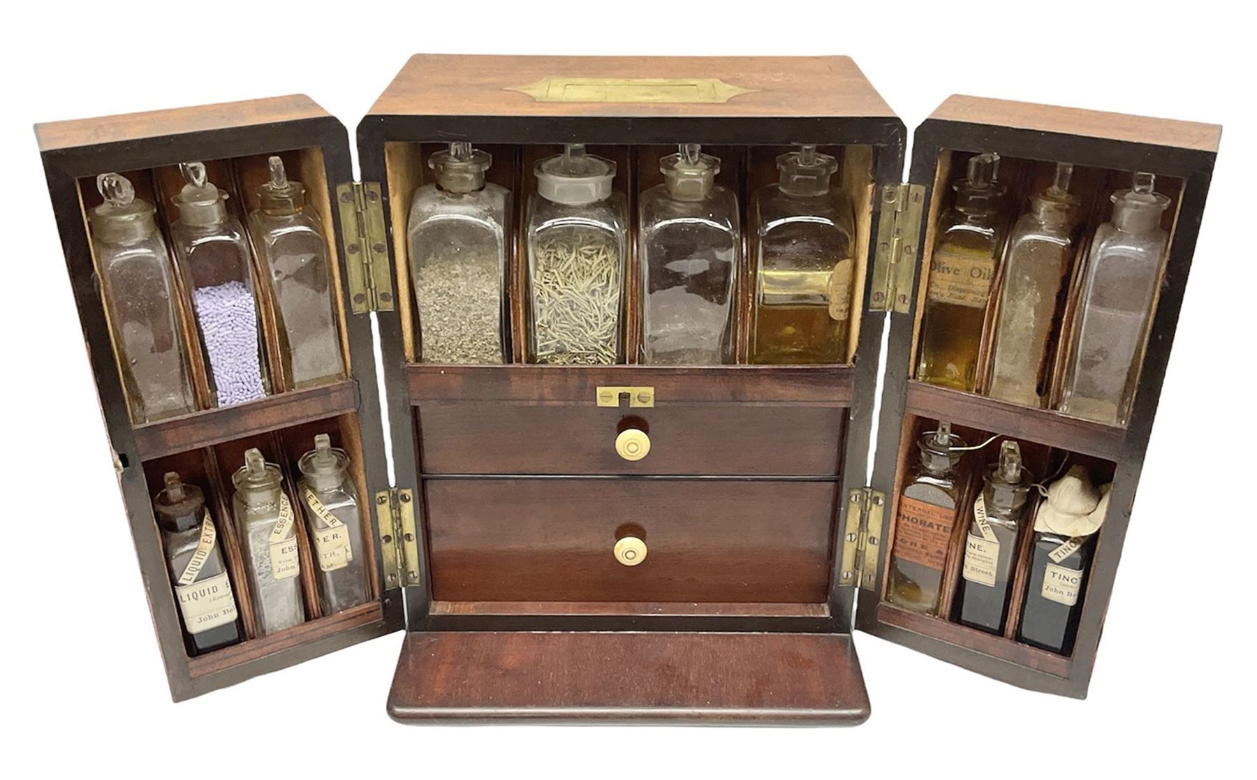 19th century mahogany travelling apothecary cabinet