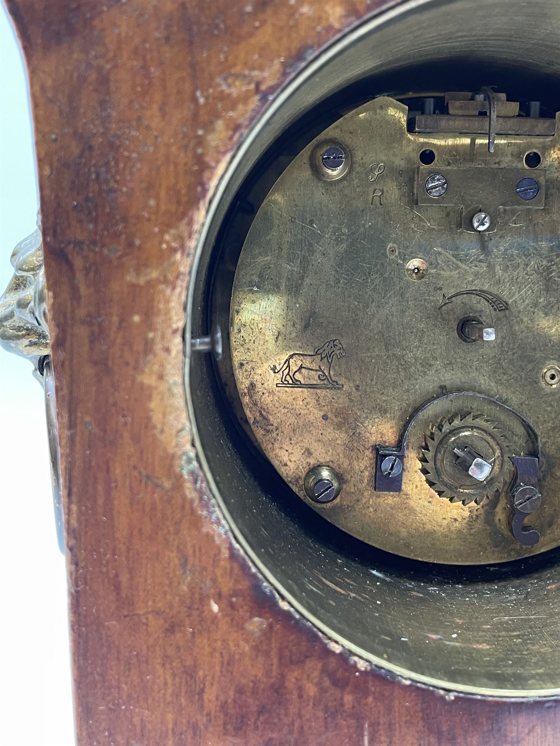 Edwardian mahogany Art Nouveau design boudoir clock c1905 - Image 6 of 7