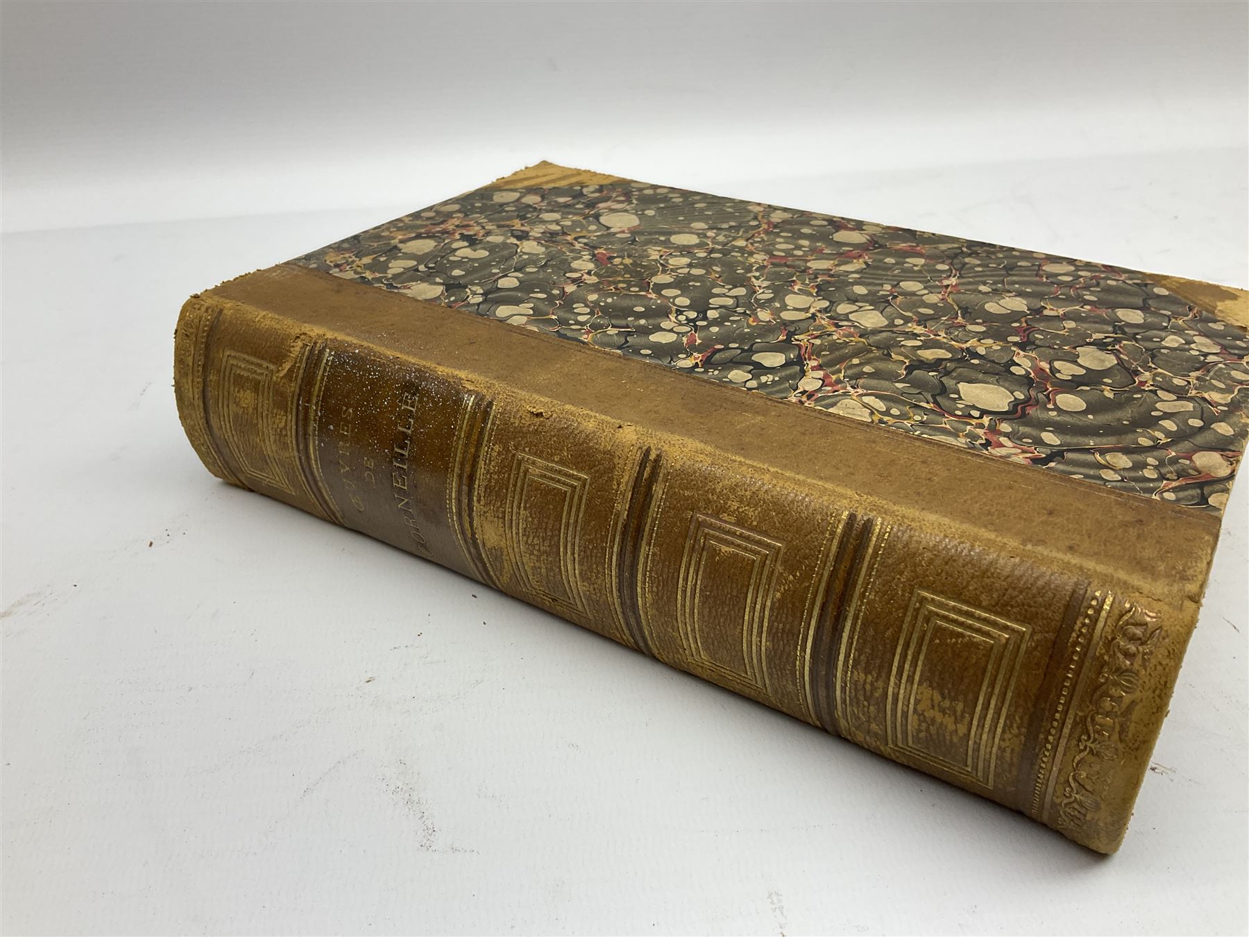 Eighteen 19th century leather bound books including Oeuvres Completes De Voltaire. 1827 Paris. Two v - Image 9 of 15