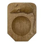 'Mouseman' oak ashtray