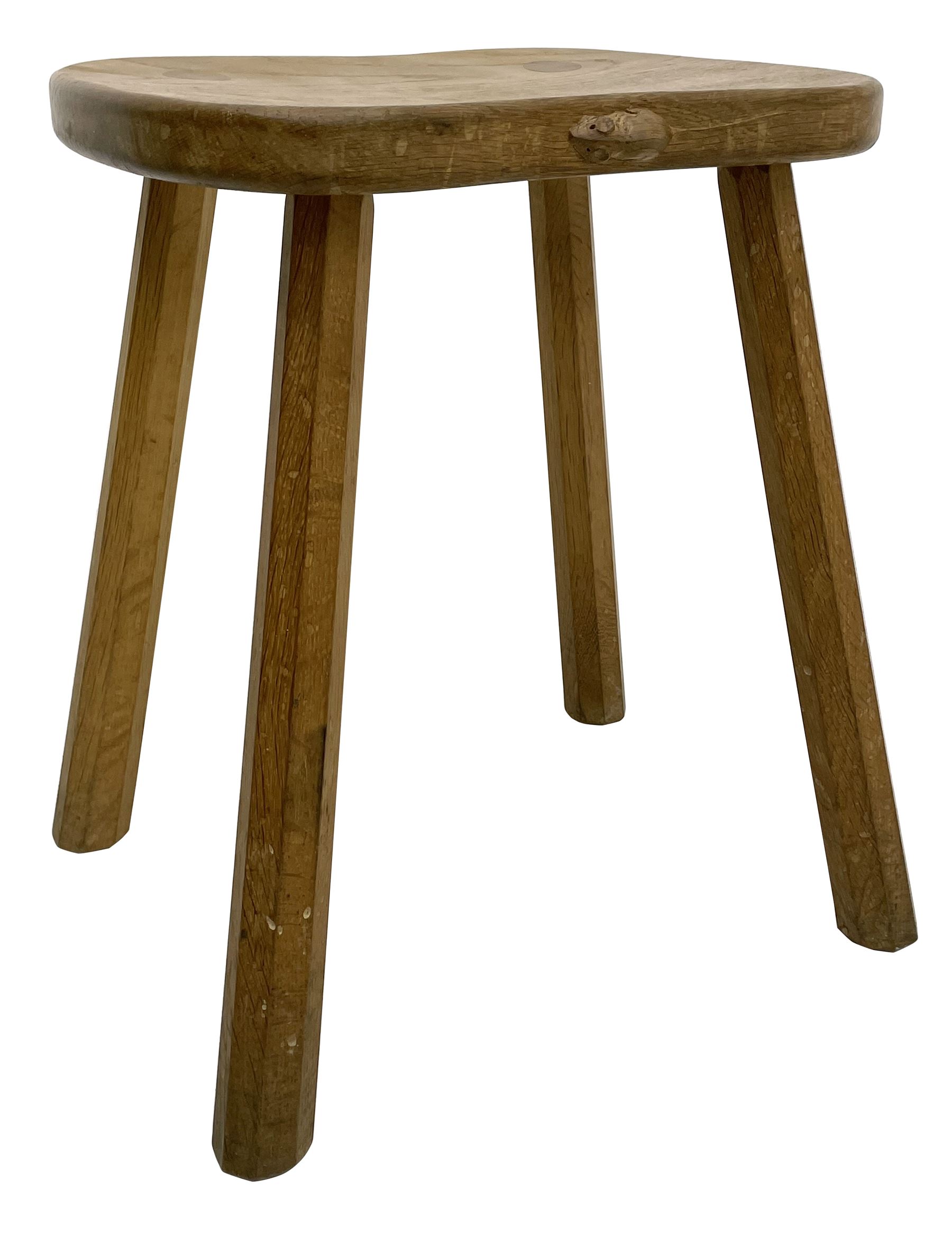 'Mouseman' oak four-legged stool