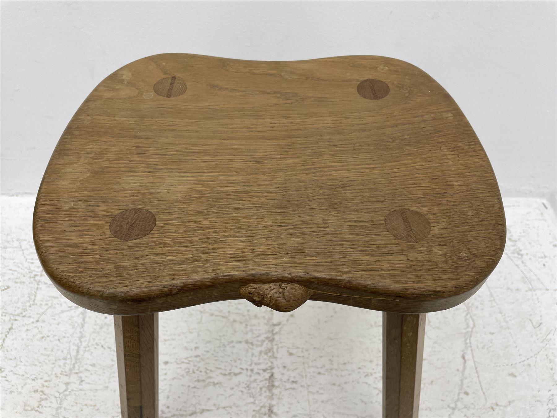 'Mouseman' oak four-legged stool - Image 2 of 4