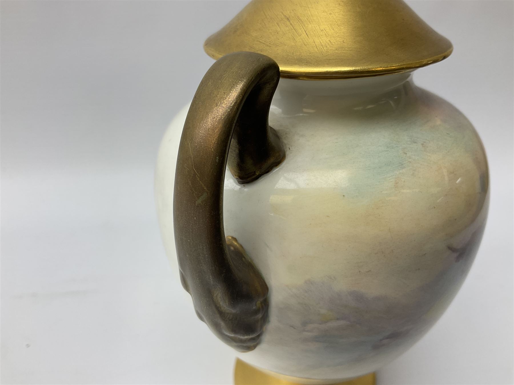 Mid 20th century Royal Worcester twin handled vase and cover decorated by Harry Stinton - Image 20 of 27