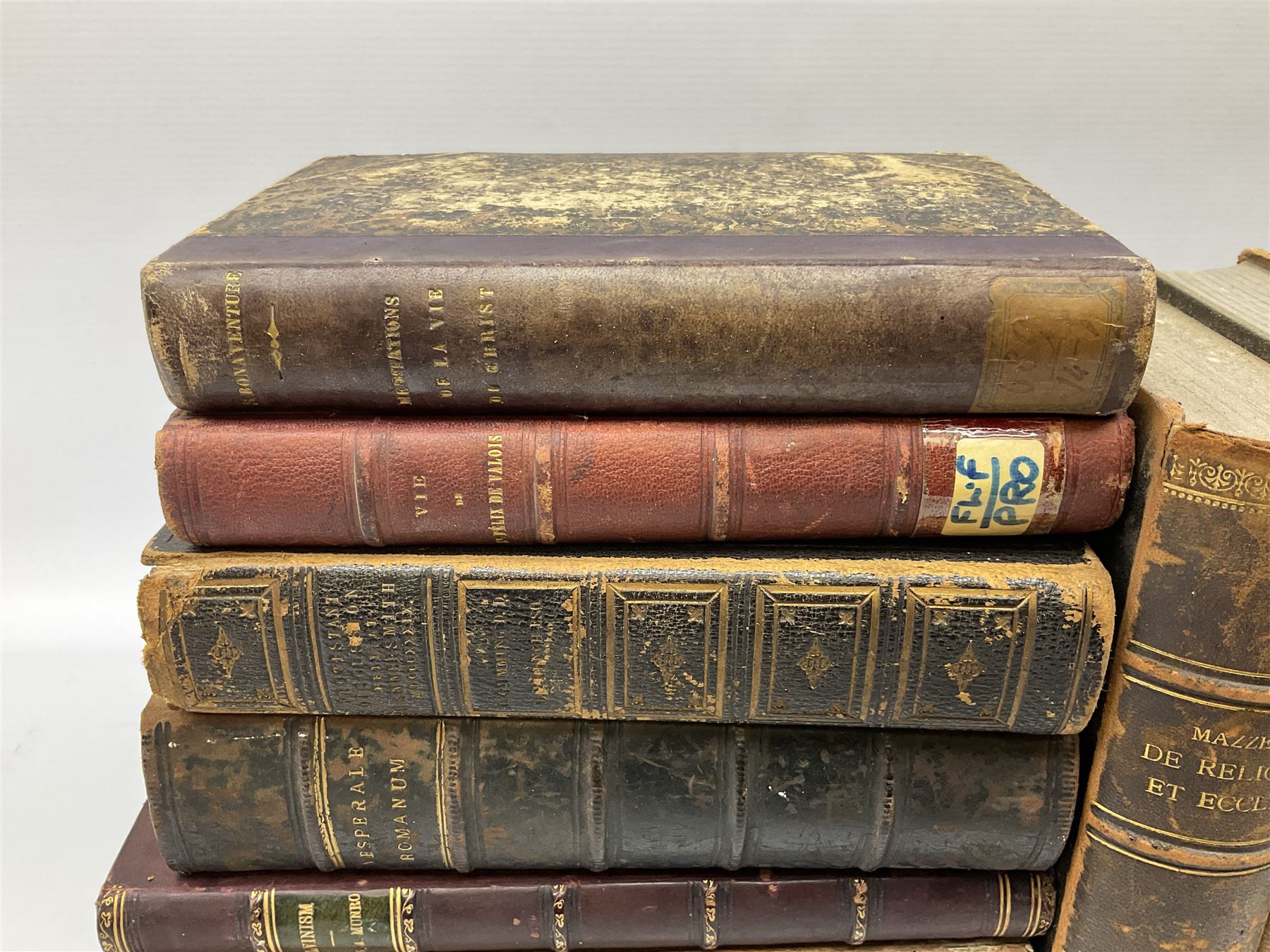 Eighteen 19th century leather bound books including Oeuvres Completes De Voltaire. 1827 Paris. Two v - Image 2 of 15