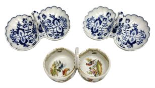 Three late 19th/early 20th century Meissen open double salts