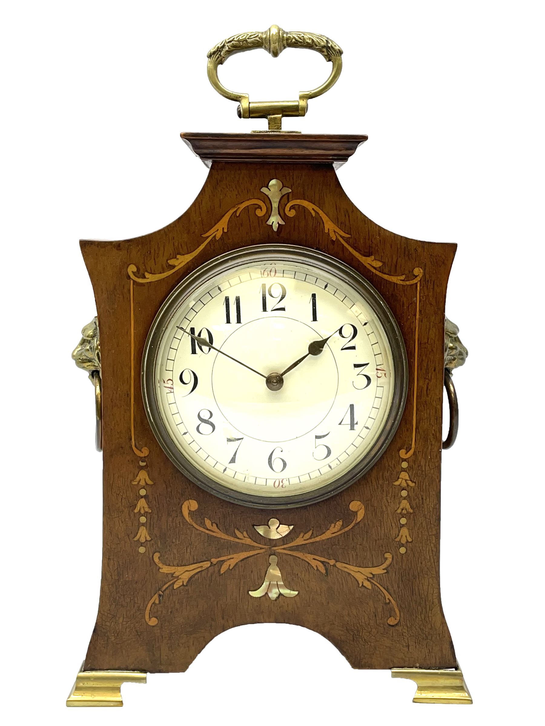 Edwardian mahogany Art Nouveau design boudoir clock c1905