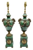 Pair of Neo-Classical style malachite effect table lamps