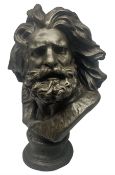 Large 19th century heavy cast iron bust of Greek god Zeus