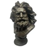 Large 19th century heavy cast iron bust of Greek god Zeus