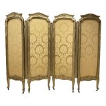 Late 19th/early 20th century French Rococo style gilt wood and gesso dressing screen