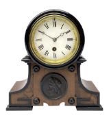 Compact mahogany veneered library clock c1890