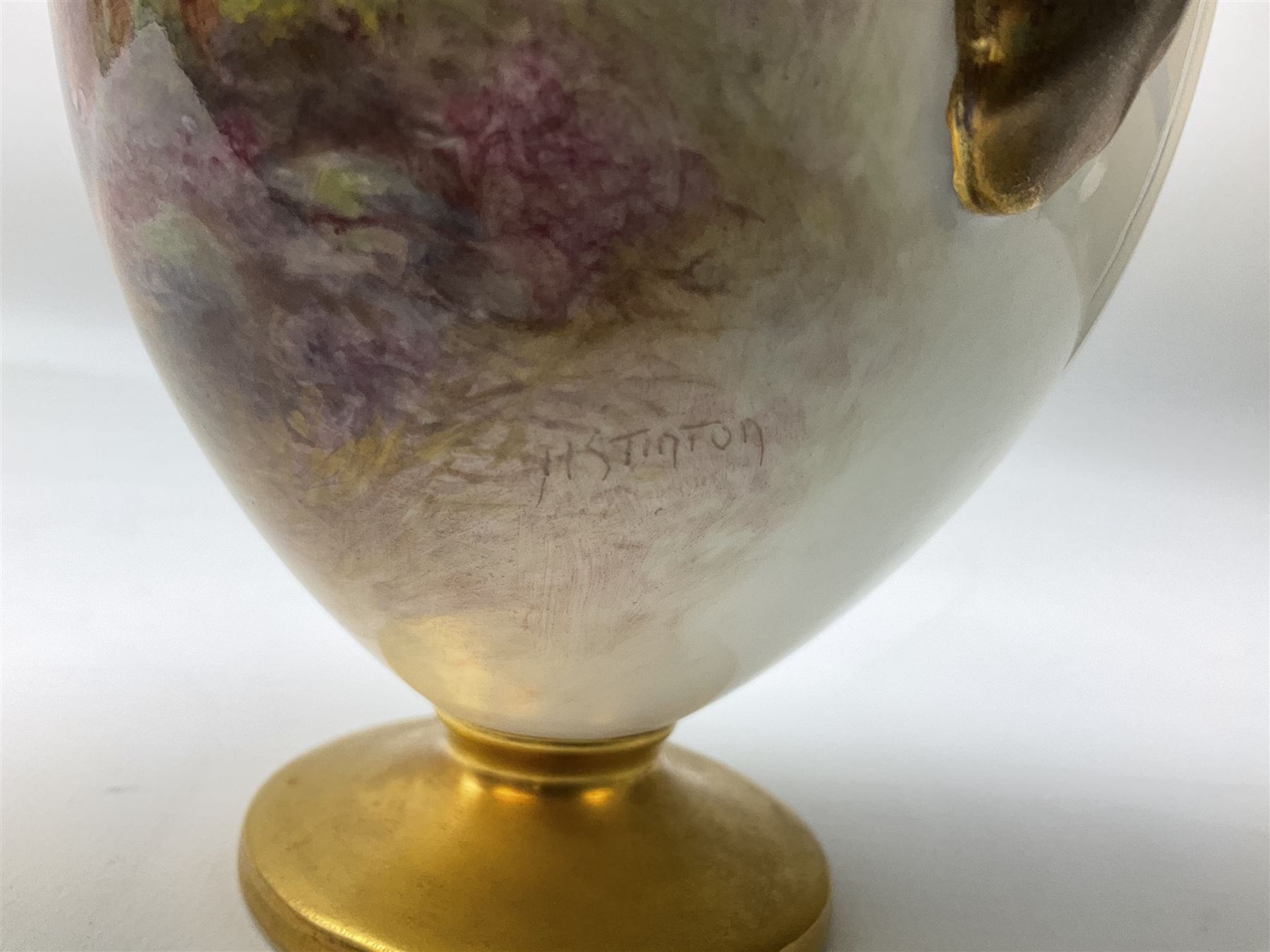 Mid 20th century Royal Worcester twin handled vase and cover decorated by Harry Stinton - Image 17 of 27