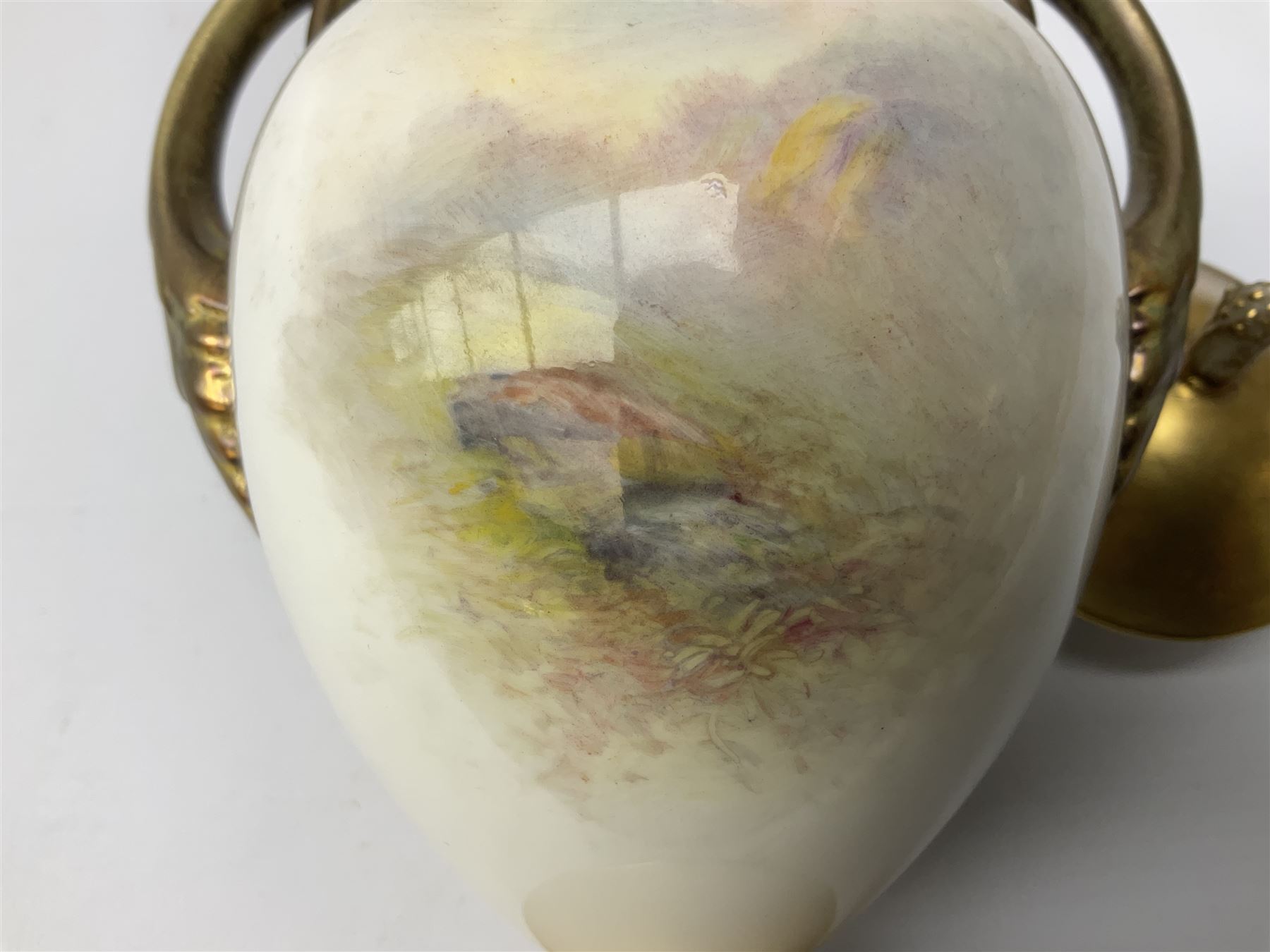 Mid 20th century Royal Worcester twin handled vase and cover decorated by Harry Stinton - Image 15 of 27