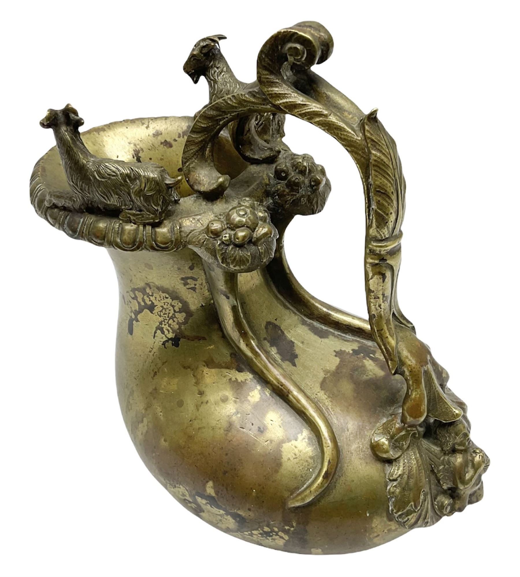 19th century Grand Tour bronze askos wine pitcher