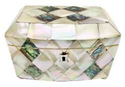 Victorian mother of pearl and abalone tea caddy