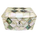 Victorian mother of pearl and abalone tea caddy