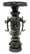 Large Japanese Meiji period bronze Ikebana vase