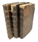 Three 17th century leather bound books published in Paris by Frederic Leonard comprising Les Oeuvres