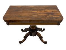 Victorian figured rosewood card table