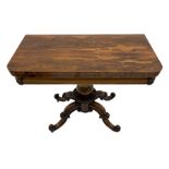 Victorian figured rosewood card table