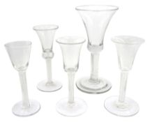 Five 18th century and later drinking glasses