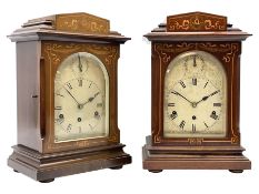 Close matching pair of German Westminster chiming mantle clocks c1910