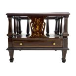 Victorian style rosewood three division Canterbury