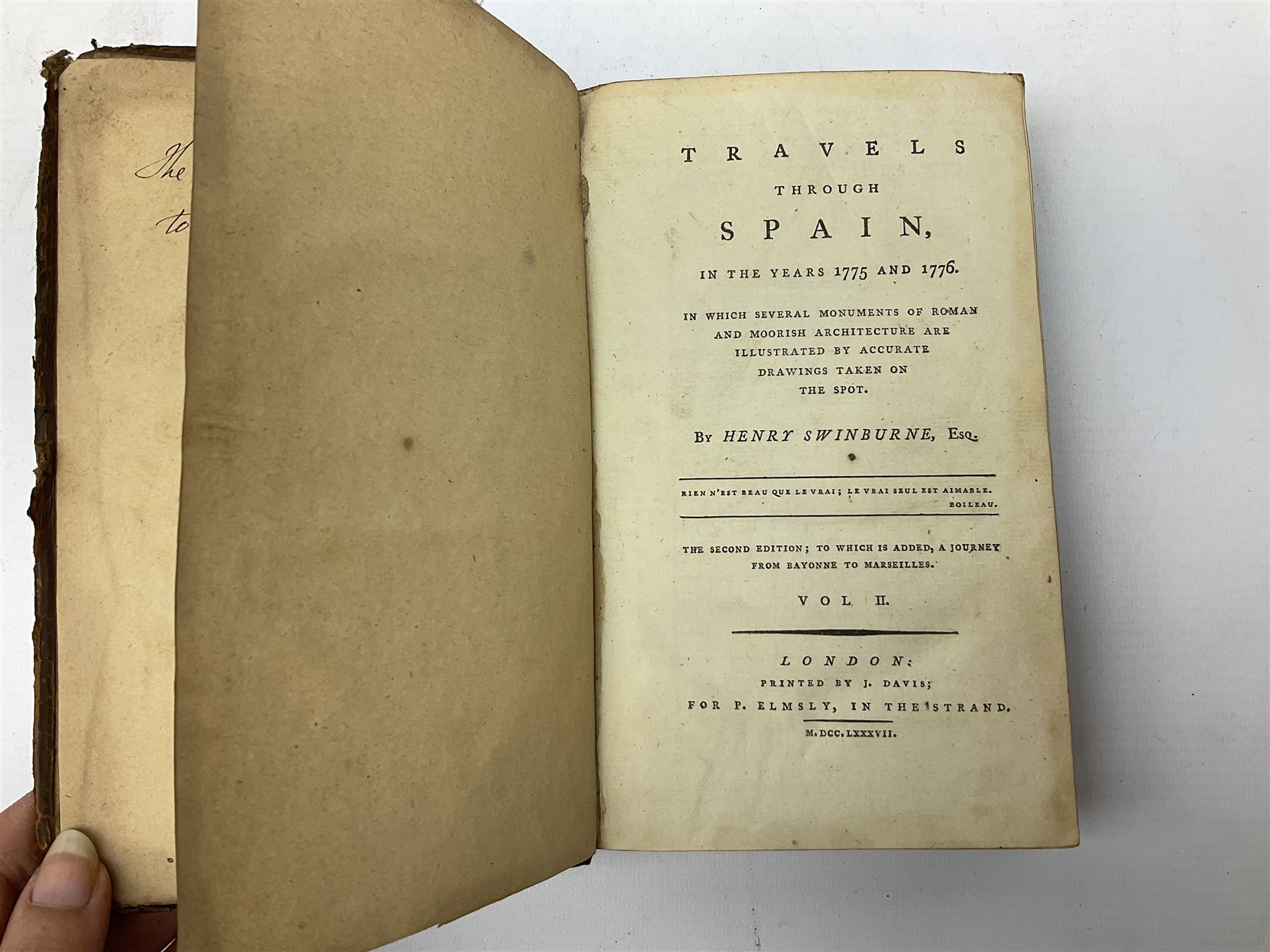 Swinburne Henry: Travels Through Spain in the years 1775 and 1776. 1787 London. Two volumes. Folding - Image 12 of 17