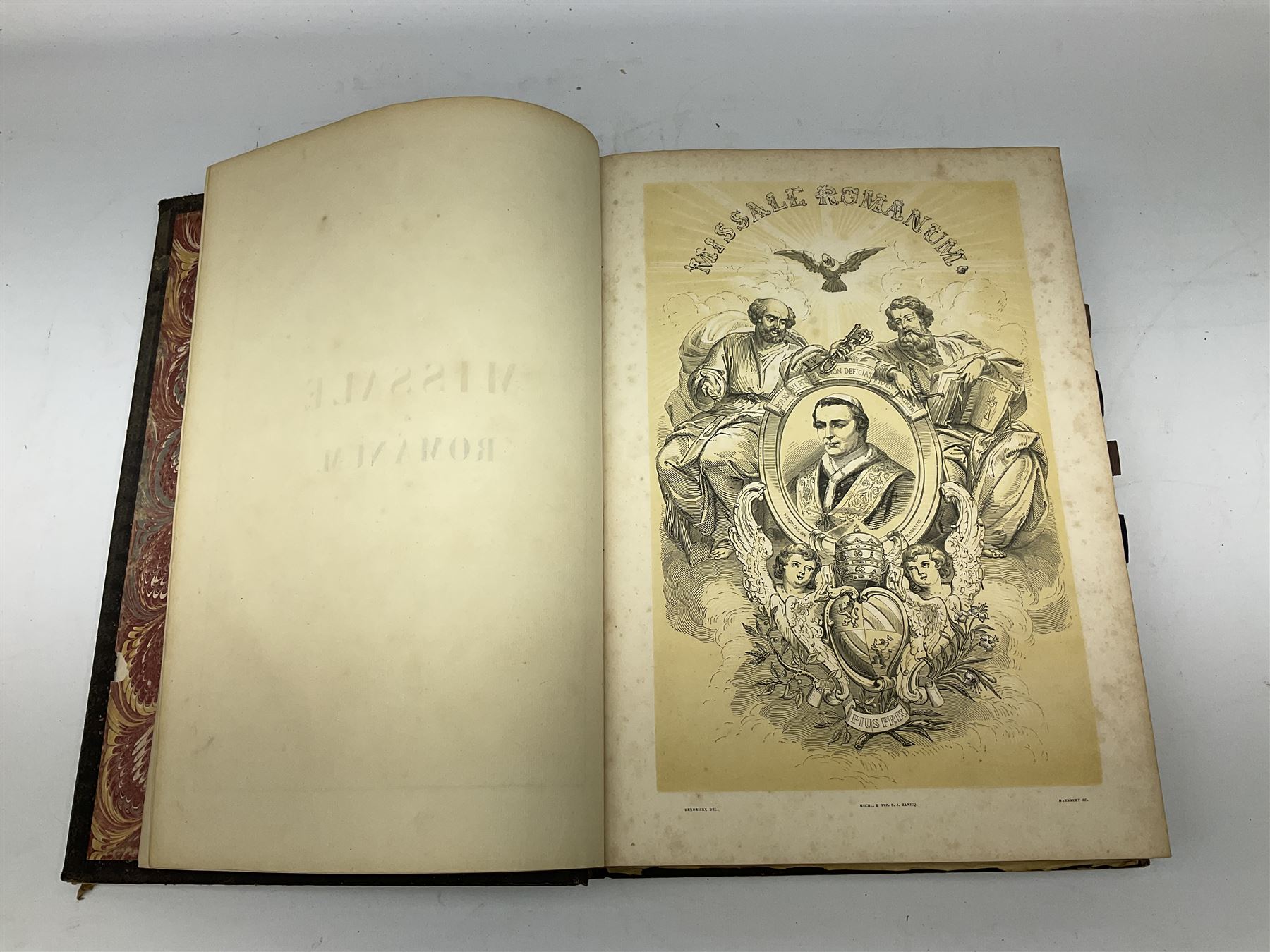 Six 19th century leather bound books of music comprising Graduale Juxta Missale Romanum and Antiphon - Image 14 of 21