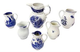 Four 18th century Worcester porcelain jugs