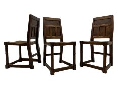 'Gnomeman' set of three oak dining chairs