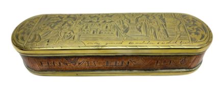 Late 18th/early 19th century Dutch brass and copper tobacco box