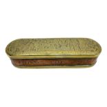 Late 18th/early 19th century Dutch brass and copper tobacco box