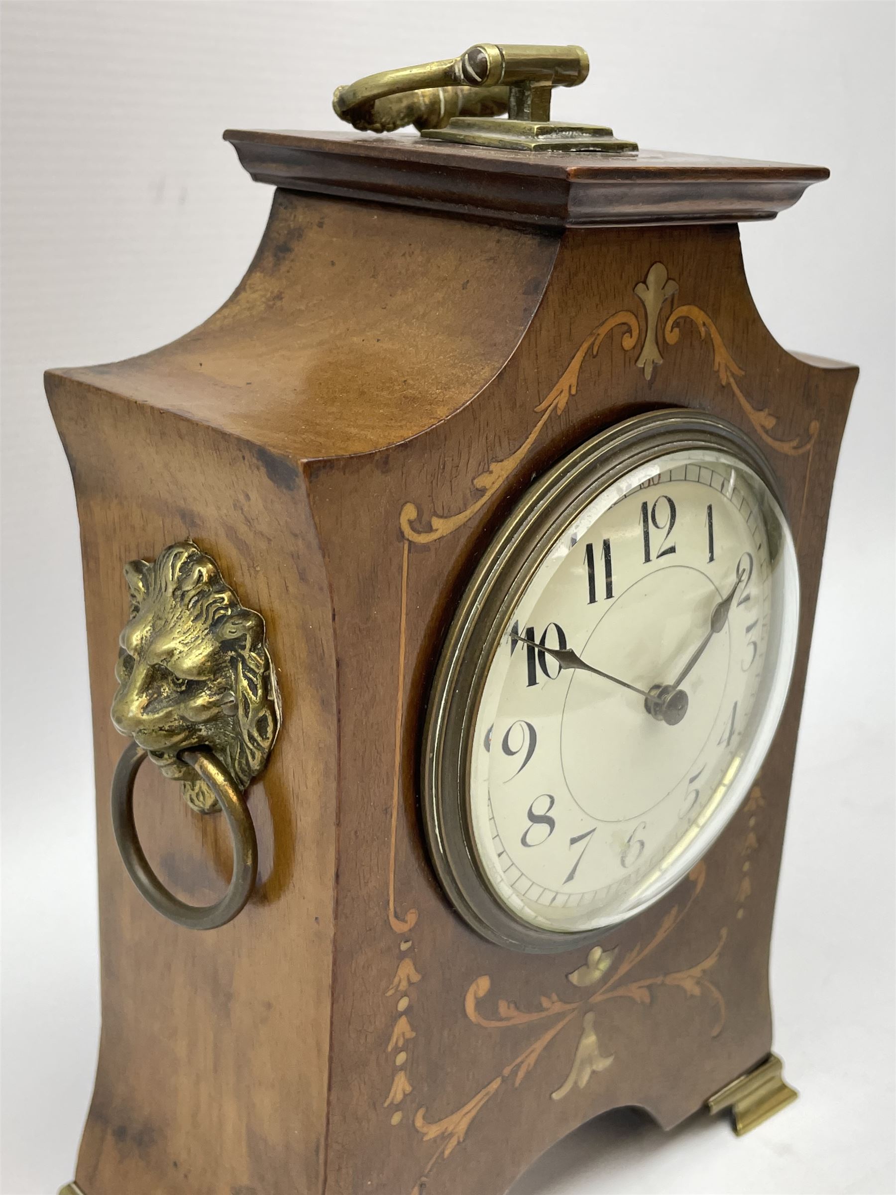 Edwardian mahogany Art Nouveau design boudoir clock c1905 - Image 4 of 7