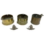 Trench Art - three WW2 brass shell case ashtrays