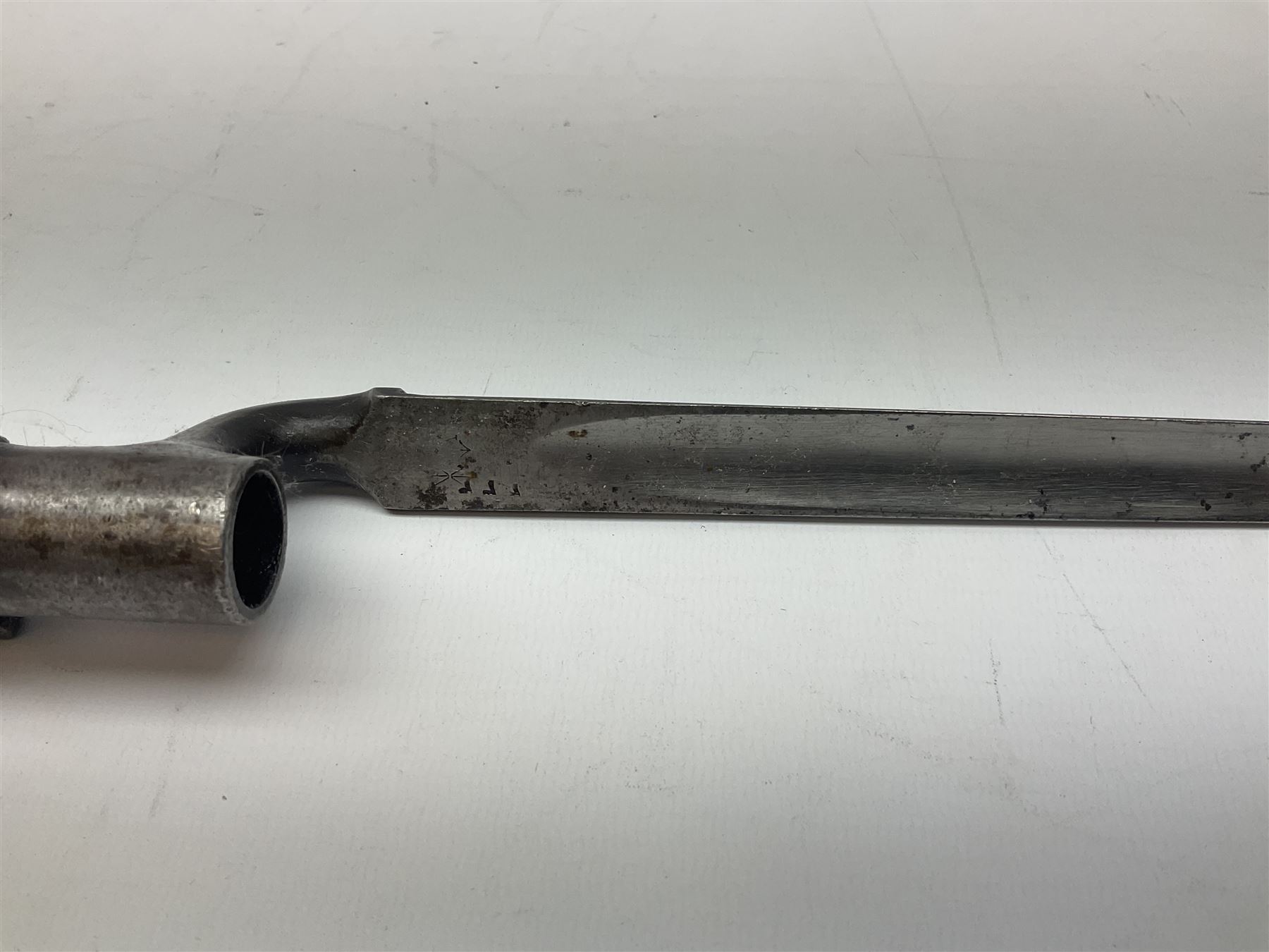 British pattern 1876 socket bayonet with 55cm triangular blade; another smaller socket bayonet; and - Image 5 of 15