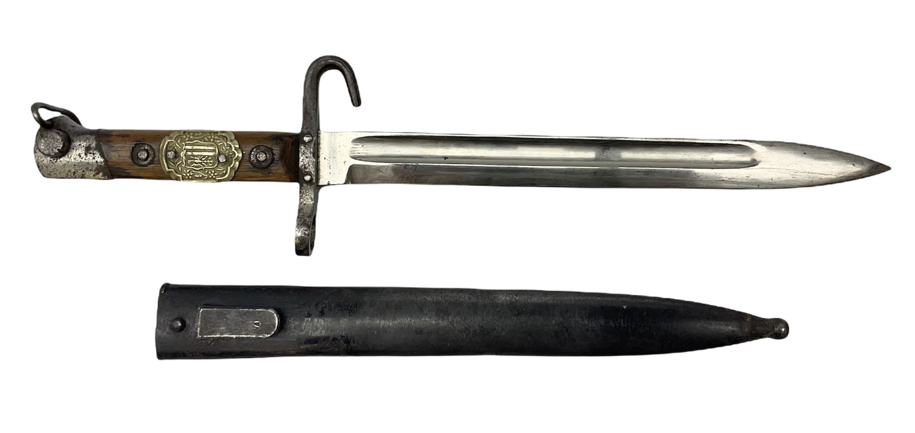 Austrian Model 1895 Carbine NCO's knife bayonet with 24.5cm fullered steel blade and applied embosse