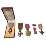 Five continental medals - WW1 Belgian Cross of Fire; WW1 French Croix De Guerre; French Croix De Com