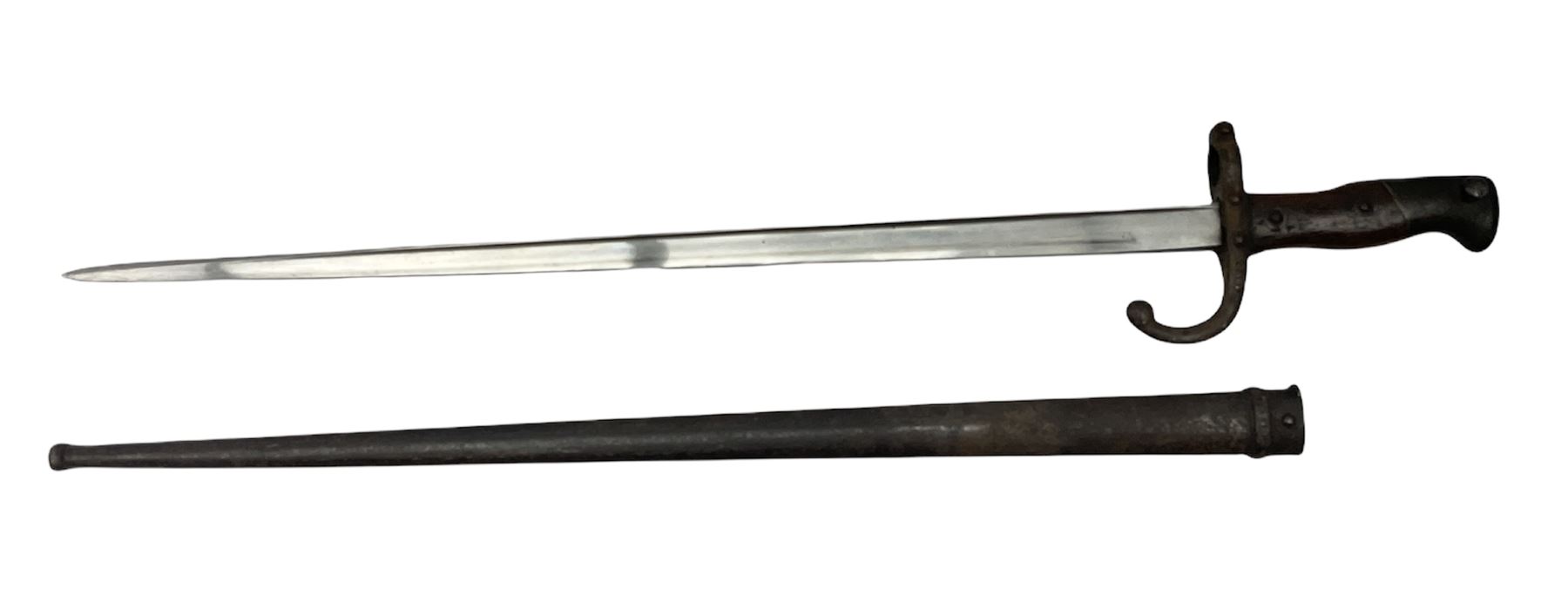 French Model 1874 Epee/Gras bayonet the 52cm blade marked 'St. Etienne Juin 1878' to the piped back