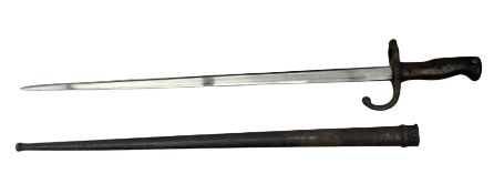 French Model 1874 Epee/Gras bayonet the 52cm blade marked 'St. Etienne Juin 1878' to the piped back