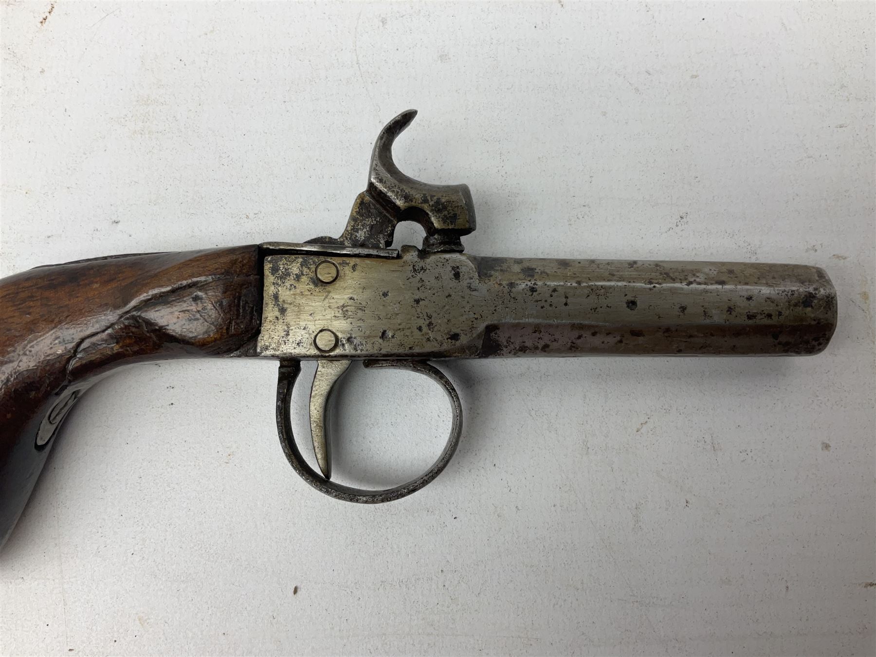 Mid 19th century double barrel percussion muff pistol - Image 3 of 16