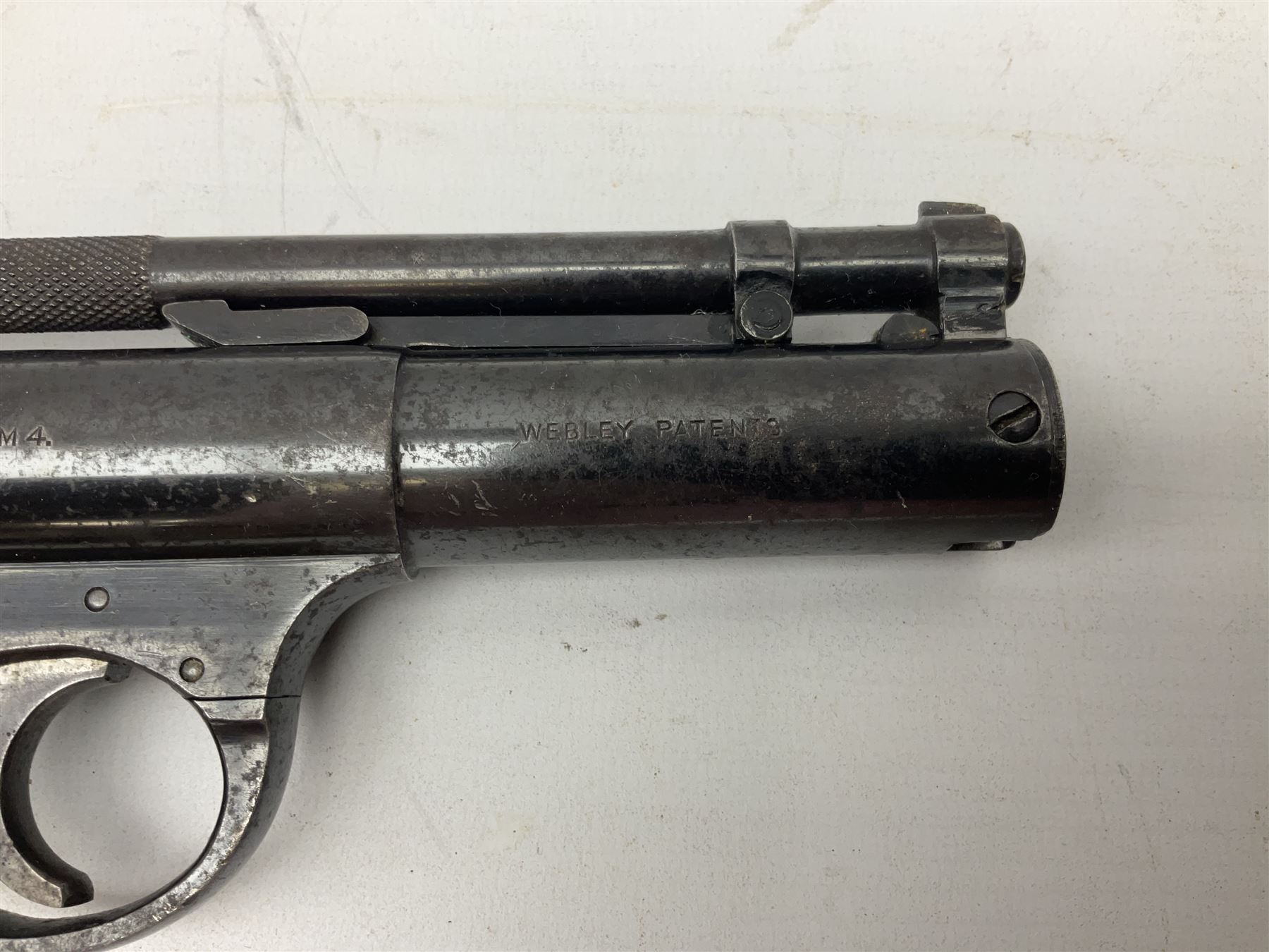 Webley Senior .177 air pistol with over lever action No.344 L24cm; and quantity of .177 pellets in a - Image 6 of 16